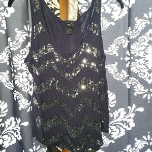 Navy blue with silver chevron sequin